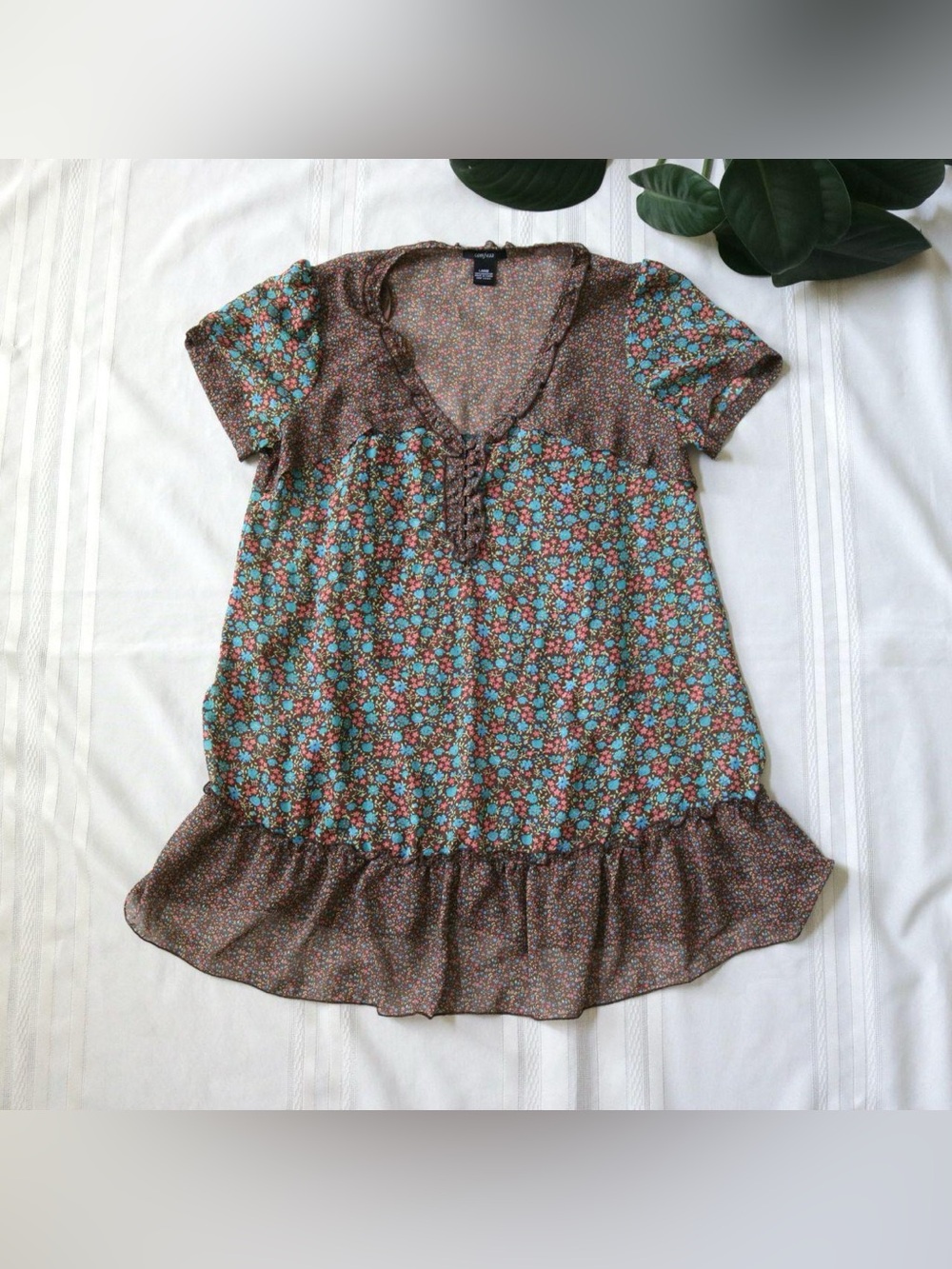 Brown floral boho long dress top